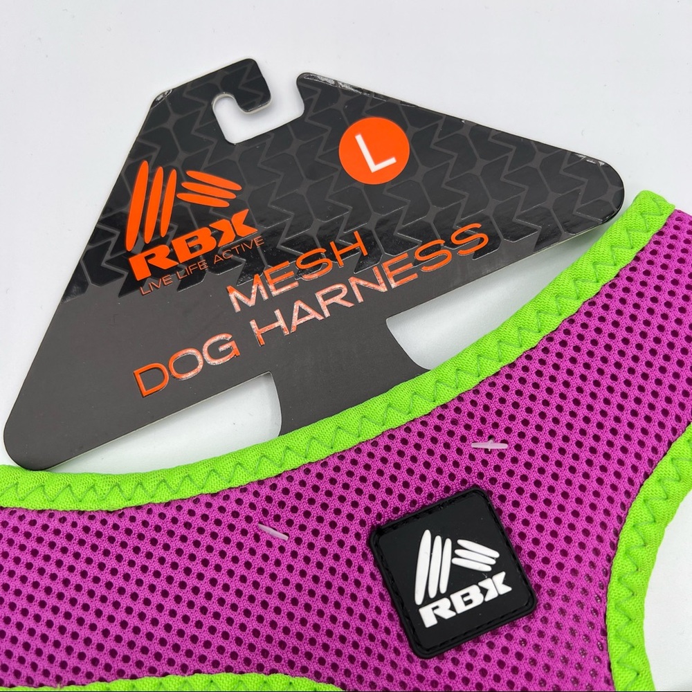 RBX Mesh Purple Neon Green Trim Dog Harness Size Large NEW - Picture 2 of 5